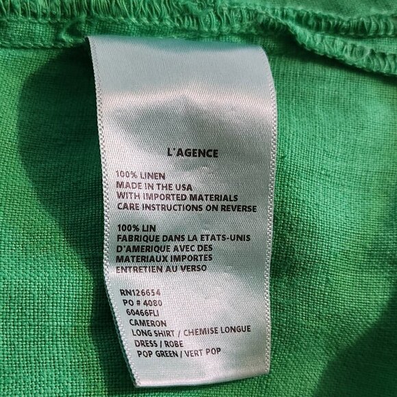NWT L'Agence Green Linen Maxi Shirt/Dress - Picture 6 of 7